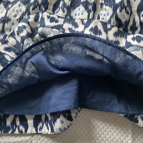 Gap 100% Linen Mini Dress Batik Ikat Blue Fit Flare Sleeveless Womens Size 6 NWT - Picture 11 of 11